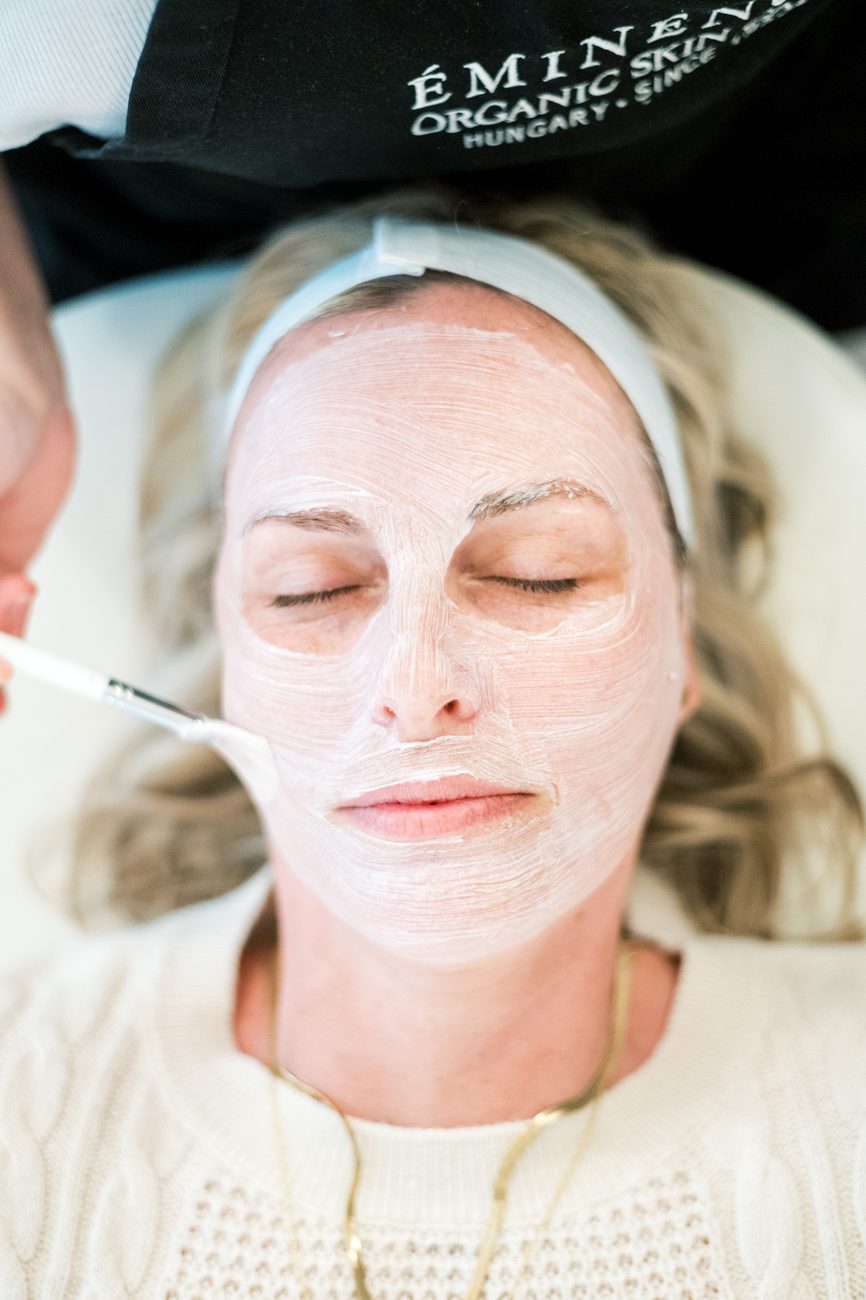 A fresh masque application during a facial